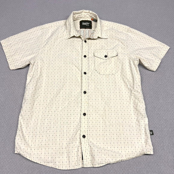 Howler Bros Shirt Mens Large Cream Western Short Sleeve Button Down Casual - Picture 1 of 7